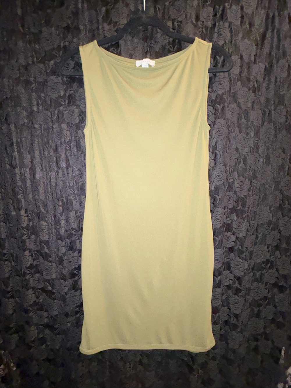 Topshop Sleeveless Olive Sheath Dress